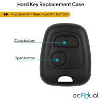 Ociodual Funda Rigida de Repuesto Mando sin Espadin Compatible con Peugeot 106 206 107 207 407 806 Negro Carcasa 2 Botones Llave - details 3