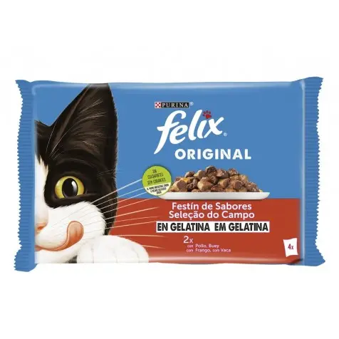 Felix Original Selección De Carnes Sobres En Gelatina Para Gatos 4 X 85 Gr - 1
