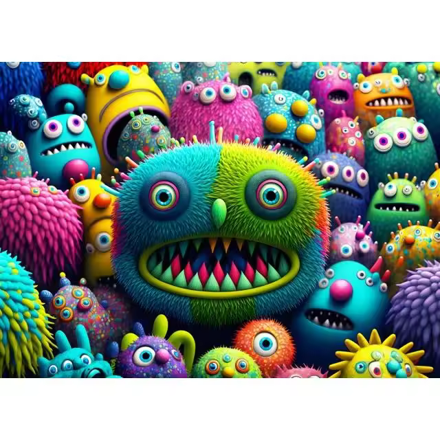 Rompecabezas para adultos de 1000 piezas, rompecabezas para aliviar el estrés, divertido juego de juguetes, criaturas coloridas - 1