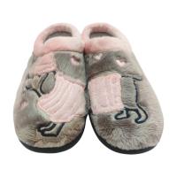 Flossy Zapatillas de casa mujer  cómodas, flexibles, ligeras y gran confort , con plantilla extraíble y suela perfumada , antideslizante , fabricadas en España con ilustración de perro salchicha color niebla. - details 1