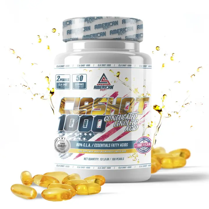 AS AMERICAN SUPLEMENT American Suplement | CLA Shot 1000 Mg | 100 Cápsulas | Ácido Linoleico Conjugado | Elaborado a Partir de Aceite de Cártamo | Ayuda a la Pérdida de Peso - 1