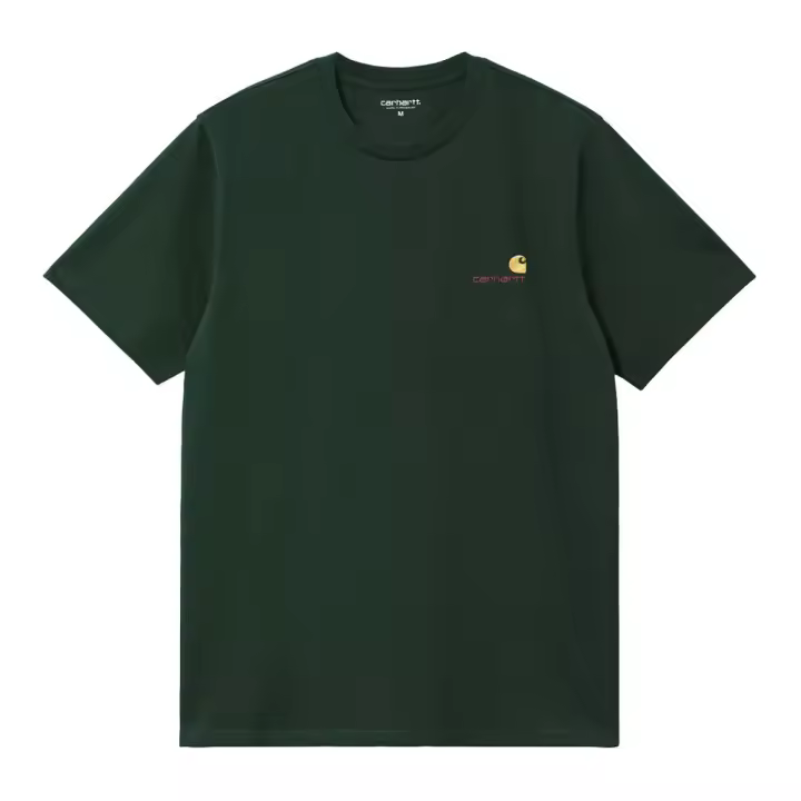 Camiseta Verde Carhartt American Script T-Shirt Conifer de Corte Holgado - 1