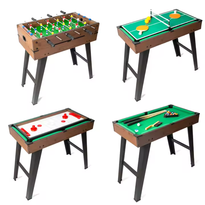 Devessport Mesa Multijuego 4 en 1 Woody (Futbolín, Billar, Ping Pong y Air Hockey) - 1