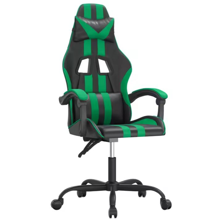 Silla gaming giratoria Cuero sintético Negro y verde - 1