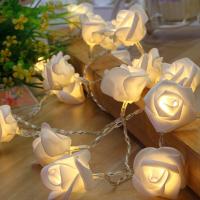 1Pack 10/20 Led Luz De Flores Blancas En Forma De Rosas Operadas Por Batería Para Decoración De Fiestas De Cumpleaños Boda Casero En Día De San Valentín - details 3