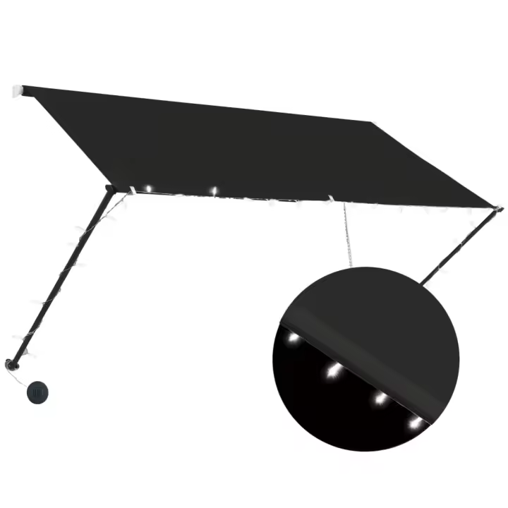 vidaXL Toldo retráctil con LED 250x150 cm Color Amarillo y blanco, Antracita, Crema Protección Rayos UV para Terraza Patio Exterior Jardín - 1