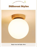 Lámpara De Techo LED IRALAN E27 Sencilla De Vidrio Y Madera Moderna Nórdica Para Decoración De Habitaciones Y Casas Luz De Cristal De Bolita - details 0