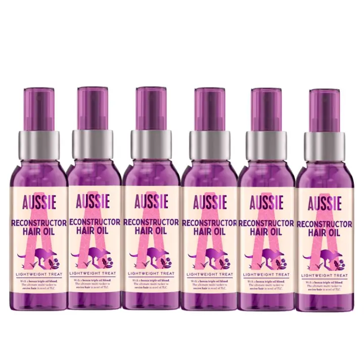 Aussie | Aceite Reconstructor para el Cabello - Producto Vegano para Reparar el Cabello Seco y Dañado - Aceite de Nuez de Macadamia, Aceite de Aguacate y Aceite de Semilla de Jojoba 6x100ML - 1