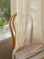 1PC Cortinas De Tules Voile Estilo Boho Japonés Para Decoración De Sala De Estar Beige Geométricas Vintage Transparentes Con Bolsa Para Rodamiento - details 2