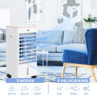 HOMCOM Enfriador de Aire Portátil 3 en 1 Climatizador Evaporativo Oscilante con 3 Velocidades Control Remoto Temporizador 7,5h Pantalla LED Tanque de Agua 3L Efecto 15-20 ㎡ 22,5x24,5x53,5 cm Blanco - details 5