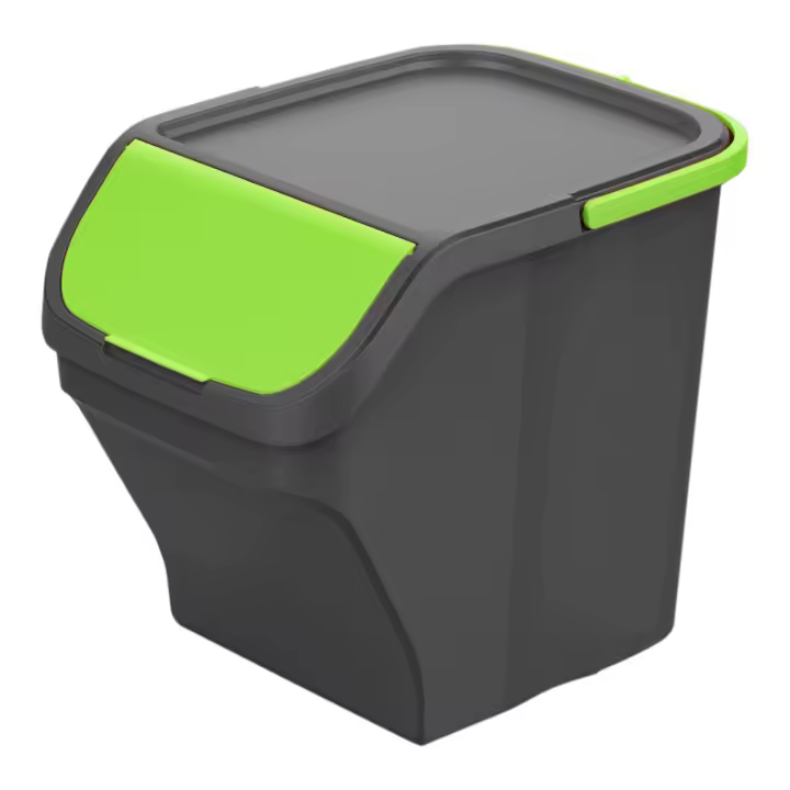Cubo stack´n sort gris con tapa color verde 30 x 40 x 34 cm 25 l - 1
