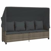 vidaXL Tumbona con capota y cojines ratán sintético Negro y crema, Marrón y crema, Gris Sillas de Exterior Ideal para jardín, playa, piscina, terraza Tumbona Piscina Tumbonas Playa Tumbonas Jardín Exterior - details 5