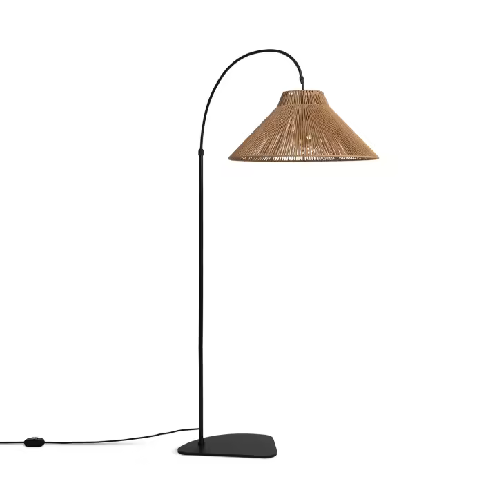LEDKIA LIGHTING - Lámpara de Pie Exterior Montreal | Metal y Cuerda Artesanal | IP44 para Interior y Exterior | Soporte E27 hasta 60W | Diseño Natural, Natural, Metal, Cuerda - 1