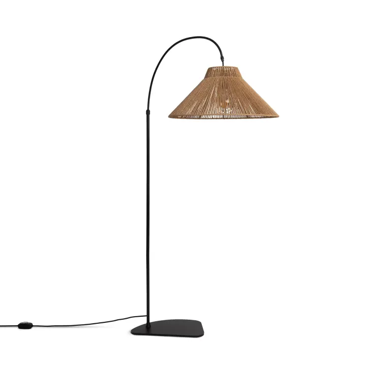 LEDKIA LIGHTING - Lámpara de Pie Exterior Montreal | Metal y Cuerda Artesanal | IP44 para Interior y Exterior | Soporte E27 hasta 60W | Diseño Natural, Natural, Metal, Cuerda - 1