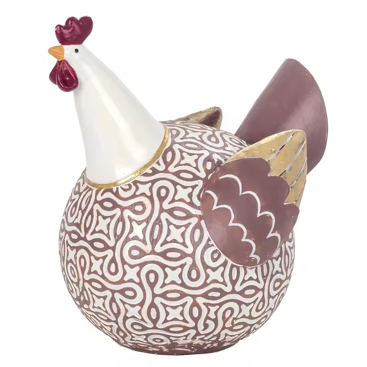 CAPRILO REGALOS & DECORACIÓN Figura Decorativa Rústica de Resina "Gallina Alas Doradas". Adornos y Esculturas. Animales. Regalos Originales. Decoración Hogar. 17 x 13 x 20 cm. - 1