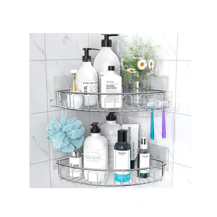 Estantería de Esquina para Ducha Baño, Cocina, Orimade, Triangular, Organizador Acero Inoxidable sin perforar - Pack de 2 Unidades - 1