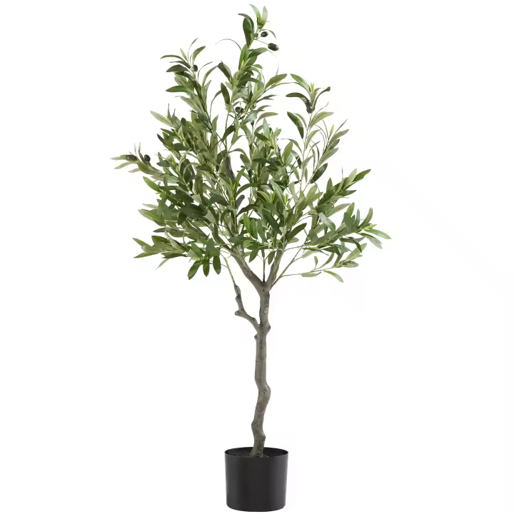 Tectake - Árbol de olivo artificial OLEAND, Gran Volumen, Hojas finas y olivas detalladas, Textura realista, Maceta resistente y estable, Ideal para salón, oficina y más, Planta artificial decorativa, Fácil de limpiar - 1