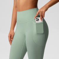 Mallas de beltada Alta para Mujer, pantalones de Yoga, Mallas con bolsillos, Push Up, ropa Deportiva para correr, pantalones de Color sólido - details 19