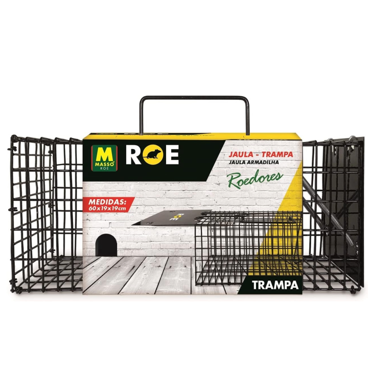 Roe trap trampa reutilizable con cierre automático para el control de roedores en 3 medidas S 20 x 10,5 x 10,5 cm- M 30.5 x 12.7 x 12.7 Cm - XL 30.5 x 12.7 x 12.7 Cm para interiores y exteriores - Massó
