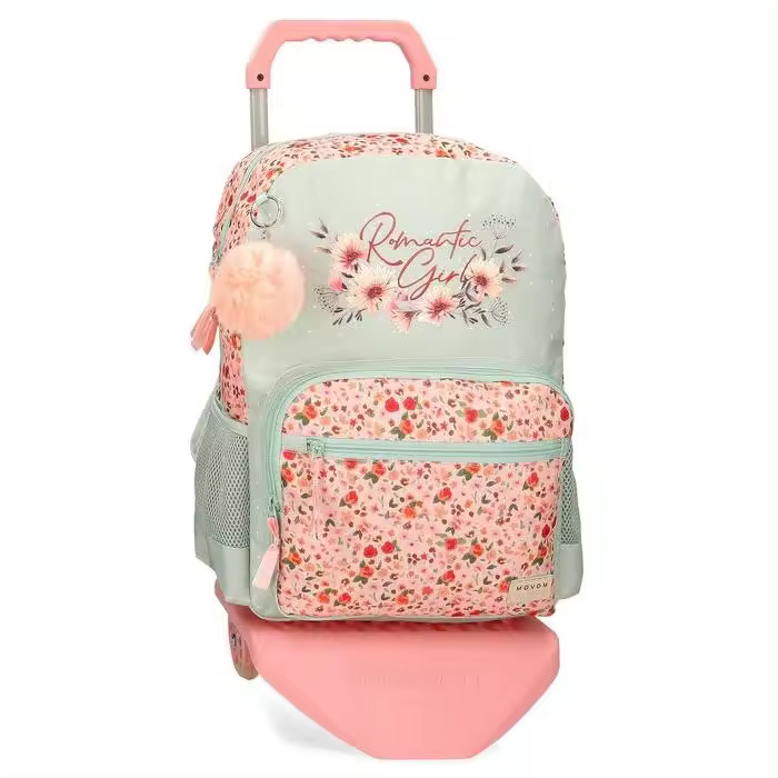 Mochila Escolar con Carro, modelo Movom Romantic Girl  Tamaño 31x42x13 cms fabricada en Poliéster capacidad 16,93L - 1