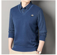 Suéter De Poliéster Para Hombre Con Cuello Polo Y Rayas Gris Oscuro Acolchado Y Cálido Para Otoño E Invierno Moda Coreana - details 13