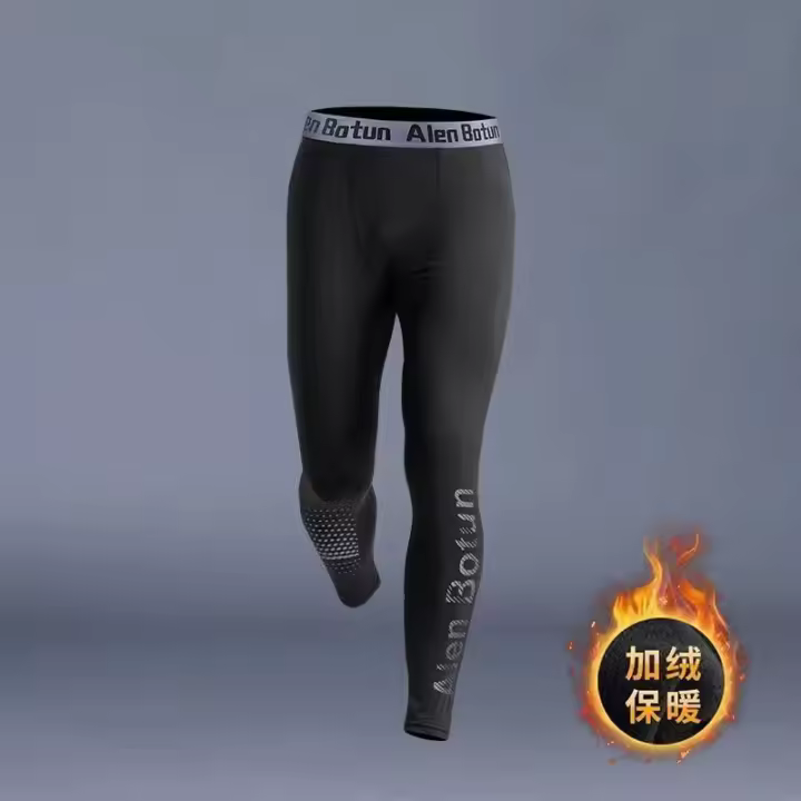 Leggings Calientes Para Hombres Conexión De Corrección De Compresión Y Alta Elasticidad Pantalones De Entrenamiento De Peluche - 1