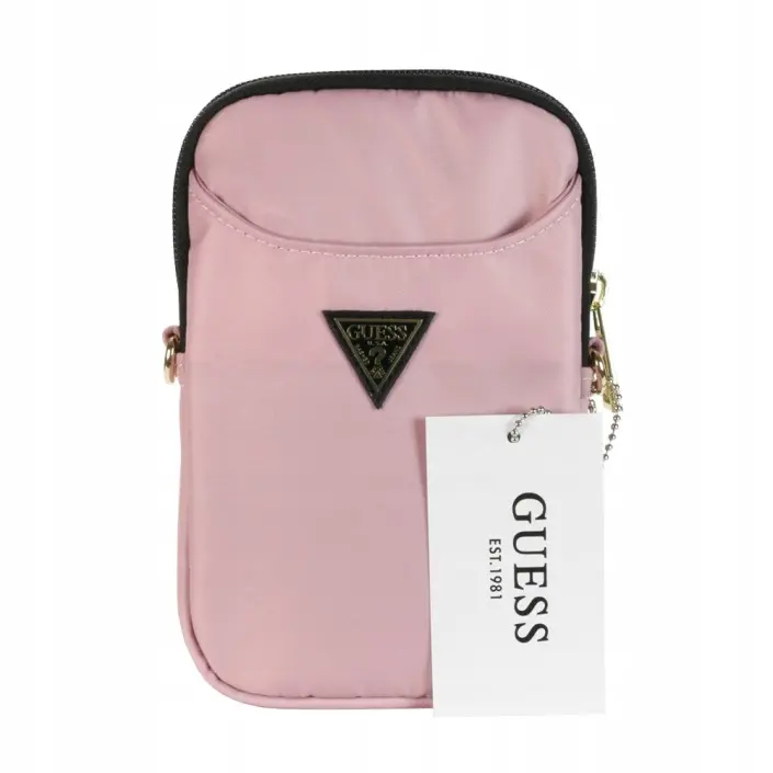 Funda Bolso Guess para Teléfono Modelo Nylon color Rosa con logo triángulo GUPBNTMLLP - 1