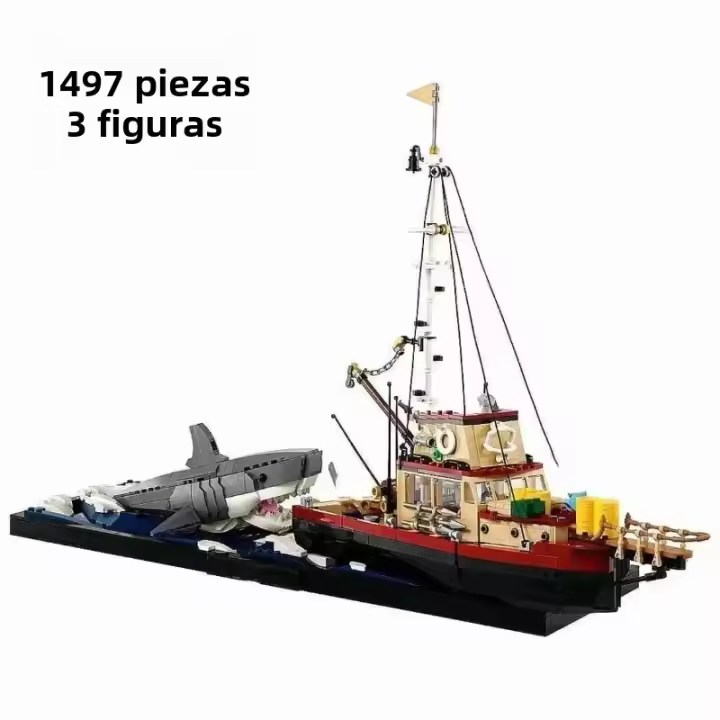 Máscara De Tiburón Blanco Creativa Para Niños Juguete De Modelo De Rompecabezas De 1497 Piezas Bloques Compatibles Con Lego Material ABS - 1
