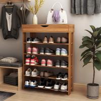 DIY Zapatero de Madera con 5 Niveles Estantería Zapatero para hasta 20 Zapatos, 75x30x94cm, Organizador de Almacenamiento de Zapatos Multiuso, Teca - details 1
