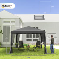 Gazebo plegable Gazebo Flash Gazebo 3x3m, Paredes laterales incl. Metal Y Canvas Oxford gris Claro y Negro Para Jardines y eventos - details 4