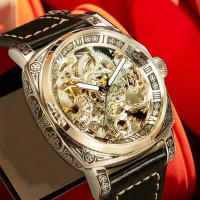 Reloj Mecánico Automático Para Hombre Estilo Business Negro De Zinc Con Luminiscencia Y Tourbillon Hueco Display Romano Resistente Al Agua - details 4