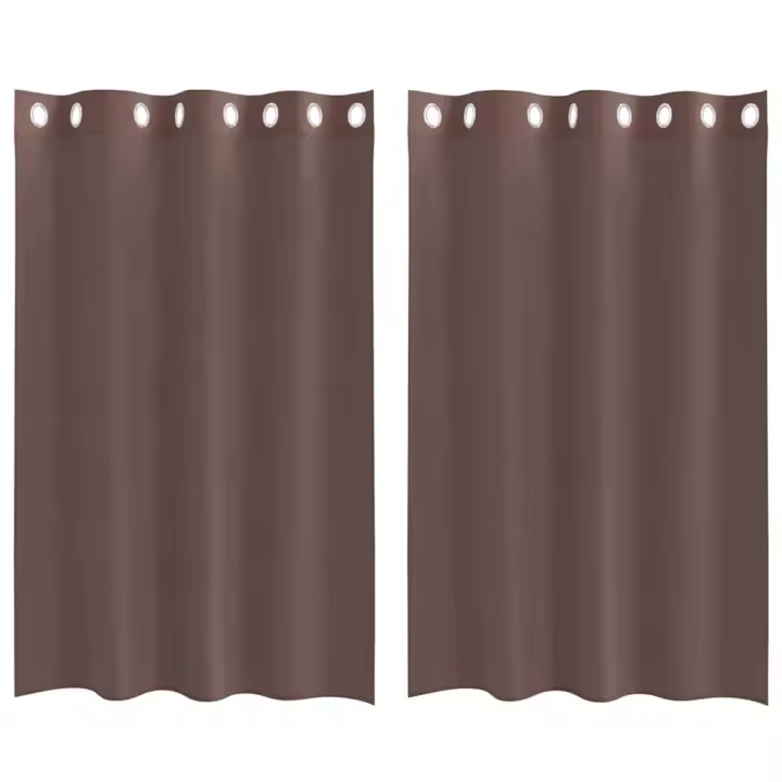 Cortinas de gasa con ojales 2 uds marrón 140x175 cm - 1