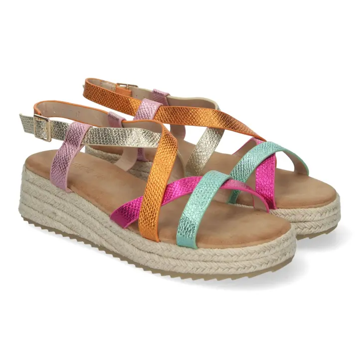 PuntoSalao Sandalias de plataforma en yute planas y cómodas para mujer multicolor CF-2457 Las sandalias  plataforma de yute - 1
