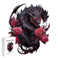 Rompecabezas De Madera Misterioso Dragón Negro Caja De Regalo Exquisita Para El Día De San Valentín Forma Irregular De Animal Regalo Para Adultos Alivio Del Estrés - details 0