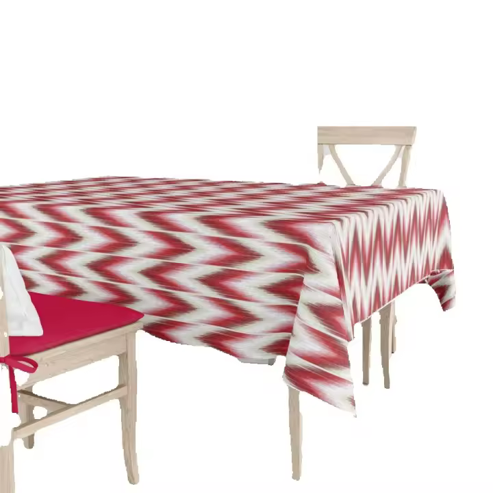 La fabrica de las telas-Mantel loneta algodón estampado rojo dibujo mallorquin.Color verde,lavable,decoración hogar cocina, salon,comedor. - 1