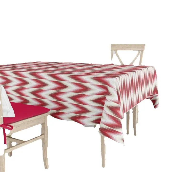 La fabrica de las telas-Mantel loneta algodón estampado rojo dibujo mallorquin.Color verde,lavable,decoración hogar cocina, salon,comedor. - 1