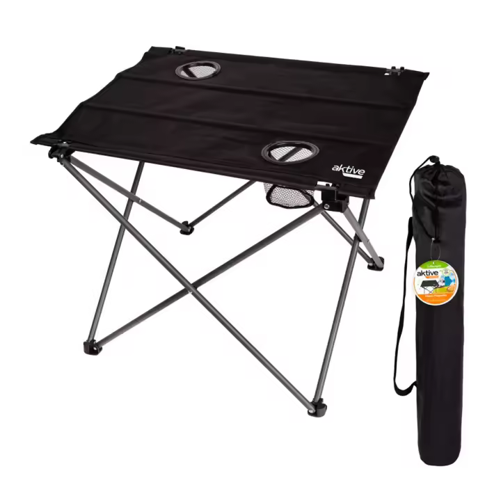Mesa de camping Aktive plegable textil negro 51x61x50 cm - 1