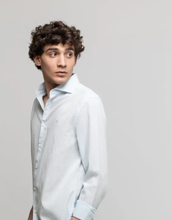 CAMISA VESTIR LINO CUELLO ITALIANO ESCUD - 1