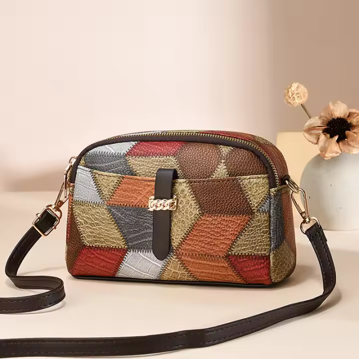 Bolso de hombro a la Moda para Mujer y Niña, Bandolera de cuero PU, Color Clash, elegant, para - 1