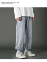 Nuevos Jeans Casuales Para Hombre 2024 Estilo Coreano Hip Hop Rectos De Pierna Ancha Pantalones Vaqueros Couple En Negro Y Azul Claro Cierre De Cremallera Talla Media - details 5