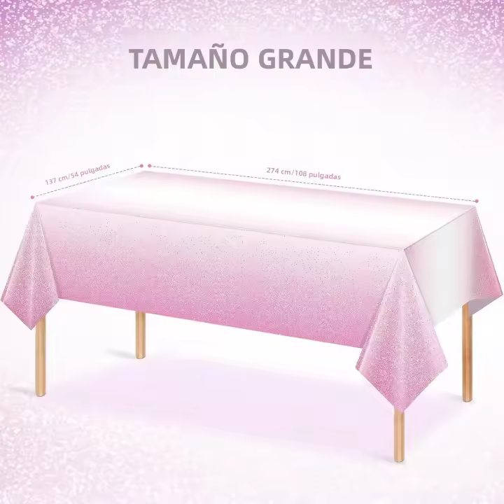 Mantel De Fiesta Desechable 137x274CM Con Gradientes De Colores Y Decoración De Puntos Brillantes Para Cumpleaños Y Bodas Práctico Y Conveniente - 1