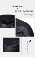 Chaqueta De Cuero Para Hombre Estilo Casual Moto Outdoor Primavera Otoño Cuello Alto Ajustada Para Otoño Y Invierno - details 3