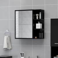 vidaXL Armario espejo baño contrachapada 62,5x20,5x64 cm en color Gris hormigón/Roble ahumado/Roble artisan y más | almacenamiento funcional diseño moderno para baño dormitorio sala - details 4