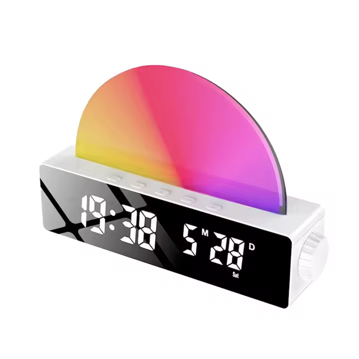 Reloj despertador lámpara despertador espejo pantalla digital LED Ajuste de luz de color RGB lámpara fluorescente analógica - 1