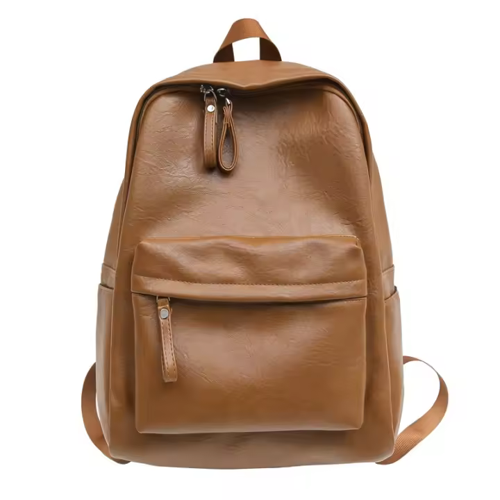 Mochila unisex de piel sintética para ordenador portátil, bolso de hombro, mochila de viaje para senderismo, mochila informal negra - 1