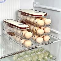 Rejilla portátil para huevos para refrigerador, contenedor para huevos con rueda automática, 3 niveles(1piezas) - details 2
