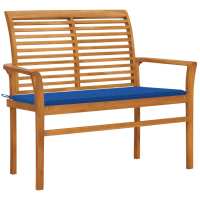 vidaXL Banco de jardín madera maciza de teca con cojín 112 cm en color Verde/Azul/Azul real y más | acolchados duraderos para sofás de jardín terraza exterior - details 2