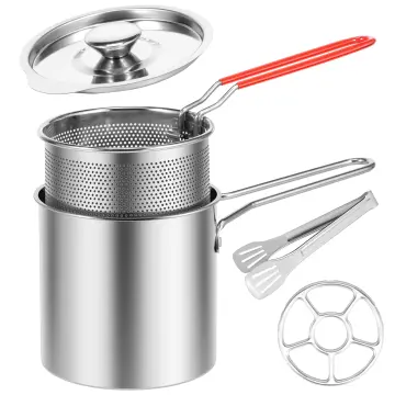 Freidora De Acero Inoxidable Con Colador - Antiadherente Y Portátil, Ideal Para Camping Y Viajes