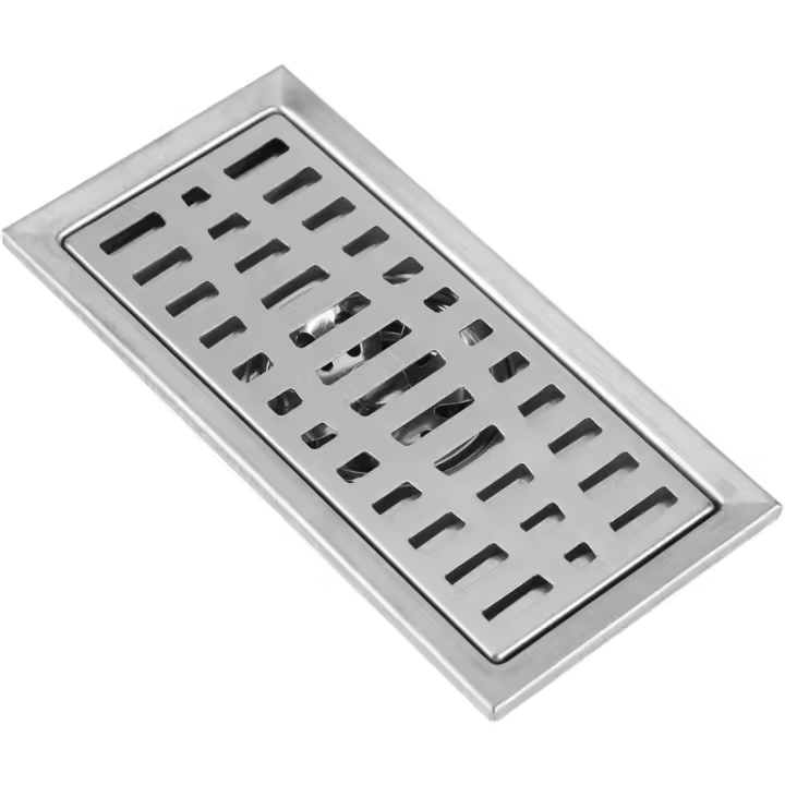 Drenaje de piso de ducha, drenaje de piso rectangular de acero inoxidable, Colector de pelo para bañera y baño Cocina 20x10cm - 1
