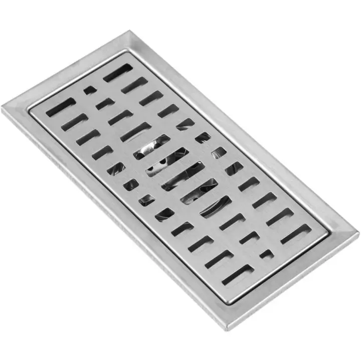Drenaje de piso de ducha, drenaje de piso rectangular de acero inoxidable, Colector de pelo para bañera y baño Cocina 20x10cm - 1